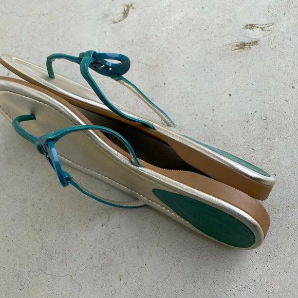 Fendi Women Sandal Flat Thong Blue/Silver Made in Italy Size 39 Authentic Fendi - Picture 7 of 12